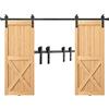 VEVOR Kit Ferramenta per Porta Scorrevole della Stalla, 244 cm Binario per Porta Scorrevole Adatto a Porta Doppia Larghezza 1,12-1,32 m Spessore 32-45 mm Carico 150 kg con Puleggia Silenziosa Forma I