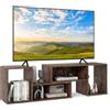COSTWAY Mobile Porta TV Combinabile a 2 Pezzi fino a 60'' in Legno(Marrone) | Mobile TV a Angolo Soggiorno in Legno, con 4 Vani Aperti, Tavolo Media TV Multifunzionale, per Soggiorno, Camera da Letto