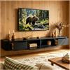 JUNFUNNLE Moderno Mobile TV 280CM Nero, Lowboard TV con 2 Cassetti e 1 Porta a Ribalta, Tavolo TV con Gestione Cavi, Tavolo TV per Soggiorno e Sala da Pranzo