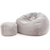 Ecopuf Yeti | Pouf Poltrona Sacco Sfoderabile XL | Pouf a Sacco in Morbidissima Pelliccia Sintetica | Poltrona a Sacco completo di poggiapiedi e pratica maniglia | Pouf Poltrona Relax Dim. 100X50 Cm