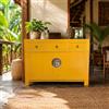 OPIUM OUTLET Armadio credenza cassettiera armadio matrimonio Asia mobili completamente assemblati stile vintage orientale asiatico cinese (dorato)