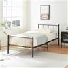 [en.casa] Struttura Letto Singolo 90x200 cm con Testiera e Pediera Letto da Stile Industriale in Acciaio - Nero