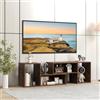 GIANTEX Mobile TV Combinato con Ripiani Aperti, Mobile per TV 2 Pezzi in MDF 50-60 Pollici, Mobile TV in Legno per Soggiorno Camera e Ufficio, 110-134,5 X 30 X 43 CM (Marrone)