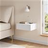 WOLTU Comodino Sospeso con Cassetto, 40x30x14 cm Bianco | Comodino Galleggiante, Mobile per Camera da Letto in Legno, Salvaspazio, Moderno