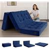 MAXYOYO Materasso Pieghevole 15 cm Singola, Comodo con Tessuto Chenille, Divano Letto Futon a Tre Posti per Ospiti, Topper da Terra per Campeggio