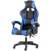 Baroni Toys Sedia Gaming, Sedia da Ufficio con Poggiatesta e Schienale Regolabile, Ergonomica con Supporto Lombare, Altezza Regolabile, 50x55x117 cm, Blu