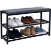 MAKA change your life quality MAKA Scarpiera Salvaspazio Slim, in Metallo Nera, Scarpiera Ingresso, Organizer Scarpe Diverse Misure, Scaffali Portascarpe, Panca con Seduta (PLUS 60 cm)
