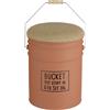 Baroni Home Pouf Contenitore in Metallo Rosso Mattone Seduta Imbottita Rivestita in Juta, con Manico in Metallo e Legno - Stile Bidone Vintage, Perfetto per Casa, Ingresso e Cameretta