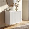 [en.casa] Credenza Bassa Mobile Contenitore a 2 Ante Decorative e Ripiano Comò Multiuso con Scomparti Chiusi per Bagno Cucina Camera da Letto Soggiorno 75 x 80 x 40 cm - Bianco
