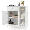 LIFEZEAL Mobile Bagno, in Legno, Mobiletto Bagno Salvaspazio, con Cassetto, 75 x 30 x 80 cm, Armadio Basso a 2 Ante con Ripiano Regolabile e 3 Scomparti, Armadietto Dipensa per Soggiorno (bianco)