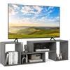 COSTWAY Mobile Porta TV Combinabile a 2 Pezzi fino a 60'' in Legno (Grigio) | Mobile TV a Angolo Soggiorno in Legno, con 4 Vani Aperti, Tavolo Media TV Multifunzionale, per Soggiorno, Camera da Letto