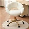 SUPPNEED Boucle Home-Office Chair, sedia girevole da ufficio, regolabile in altezza, gambe dorate, desk chair, sedia cosmetica con ruote per camera da letto (beige)