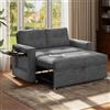 YOUDENOVA Divano letto 2 Posti, Poltrona letto Convertibile 3 in 1, Divano relax con schienale regolabile a 5 posizioni, Divano a 2 posti letto con tavolo e tasche laterali, Coste-Grigio Scuro
