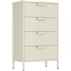 Brigros - Cassettiera Metallo 4 Cassetti Alta E Stretta Design Industriale 60x38x101 Cm, Como Camera Da Letto Moderno E Colorato Per Camera, Ingresso E Soggiorno Linea Pop (Avorio)