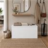 The White Stone Cassapanca Contenitore Bianca con Coperchio Soft Close | Panca Ingresso Salvaspazio con Ampio Vano Interno | Baule Multiuso Moderno 90x45x45 cm