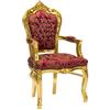 Way Home Store Poltrona BAROCCO stile francese Luigi XVI Gemme Oro Rosso tessuto 68 x 65 x 108 cm