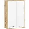 AKORD Mobiletto Bagno Sospeso FIN 64 cm - 2 Ante, 4 Ripiani - Pensile Bagno Salvaspazio Opaco 64x94x30 cm - Armadietto Modulare Sospeso per Spazi Stretti - Rovere Artigianale & Bianco