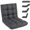 RELAX4LIFE Poltrona Relax da Terra, Grigio,105cm,Effetto lino | Schienale Reclinabile in 14 Livelli/Struttura in Metallo e Base Antiscivolo, per Adulti e Bambini, Pavimento,Salotto