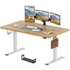 SANODESK Scrivania elettrica regolabile in altezza, semplice con piano del tavolo, funzione memoria e gancio, scrivania regolabile in altezza, elettrica per ufficio, casa e casa (180 x 80 cm, acero)