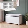 [en.casa] Panca Portascarpe 42x80x35 cm Bianco/Grigio Chiaro | Mobile Scarpiera con Seduta Imbottita, 4 Scomparti, 2 Ante a Ribalta, da Ingresso Corridoio