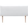 DHome - Testiera imbottita in ecopelle o tessuto Aqualine liscio, lussuosa, con gambe (ecopelle, bianco, 145 x 105 cm con gambe, per letto 120/135/140 cm)