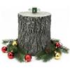 Area illumina Base Tronco per Albero di Natale, Grigio Effetto Legno, 34x26x30 cm, Supporto Universale per Alberi Artificiali e Naturali, Design Rustico con Finitura Realistica