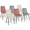 IDMarket - Set di 6 sedie MILA in velluto pastello misto rosa x2, grigio chiaro x2 e beige x2
