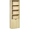 HOMCOM Scaffale 6 ripiani armadio 59x29x180 cm Naturale | Libreria, 4 scomparti aperti, 2 ante, scaffale, per soggiorno, camera, ufficio