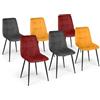 IDMarket - Set di 6 sedie Mila in velluto Mix Color Vintage Bordeaux x2, grigio scuro x2, giallo ocra x2