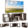 KOMFOTTEU Mobile TV Soggiorno Liberamente Combinabile da 2 Pezzi, Mobiletto TV Multifunzione per TV fino a 60", Mobile Porta TV in Legno con Vani Aperti e Chiusi, per Camera da Letto (Marrone)