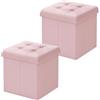WOLTU Set di 2 Panchetta con Contenitore, Pouf con Cassapanca, Scatola di Ripiano con Coperchio, Pieghevole, 43L, 37,5x38 x37,5cm, Resistenza fino a 300 kg, Tessuto Lino MDF, Rosa