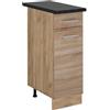 Vicco Mobiletto base per cucina R-Line, Sonoma, 30 cm | 1 Cassetto · Piano di lavoro incl. · Piedini regolabili in altezza · 1 Anta · ✓ Liberamente combinabile