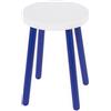 specwood Sgabello in legno - Sgabello da bar - Sgabello da cucina - Supporto per fiori - Tavolino piccolo - Supporto per piante - Rotondo - Bianco/Blu