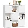 KOMFOTTEU Libreria a 9 Cubi con 5 Ante, Armadietto Libreria con Chiusura Magnetica, Mobiletto Armadietto Scaffale, 90 x 29 x 90 cm (Bianco)