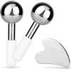 VRAIKO ICES Globes & Set Gua Sha, strumenti per il viso Gua Sha e bastoncini criogenici in acciaio infrangibile per il viso, rulli massaggiatori facciali rinfrescanti per occhiaie e gonfiore (Bianco)