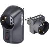 BTicino S3610GB Kit Adattatore Safe 1 Presa Standard Tedesca e 2 Prese 10A con Interruttore di Sicurezza Luminoso-Colore Nero & S3610G Adattatore Tris con 1 Presa Tedesca 2 Prese