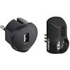 Bticino S3625Gu Adattatore Con Presa Usb Per Tutti Gli Standard Di Prese, 1.5A, 250 V, Nero & S3610Gb Kit Adattatore Safe 1 Presa Standard Tedesca E 2 Prese 10A Con Interruttore Di Sicurezza Luminoso