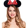 HENBRANDT Serra Tete Minnie | Adulti | Rosso a Piselli con Nodo | Fascia per orecchie Mouse