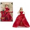 Barbie Signature Magia delle Feste 2026 | con capelli biondi e abito rosso decorato da fiocco, bambola da collezione in confezione da esposizione e piedistallo, JJX70