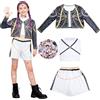 magnetspiele Costume Kpop Anime Idol per bambine, con giacca, vestito e 77 adesivi, costume cosplay per carnevale, spettacoli sul palco e feste, costume per giochi di ruolo per bambini 4-10 anni