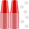 vvhippo Set di Bicchieri da Birra Pong, 50 Bicchieri Beer Pong(500ml) e 6 Palline da P ing Pong, Bicchieri riutilizzabili, per Giochi di bevute, Feste, Compleanni, Festival, Matrimoni, Campeggio(Rosso)