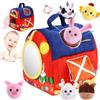 Hopton Giocattolo per bambini dai 6 ai 12 mesi, 2 in 1 Montessori, idea regalo | Fattoria - 6 peluche significativi, giocattolo per abilità motorie per bambini da 1 a 3 anni, regalo di Natale e Pasqua