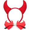 AIEDECOPT Accessori Costume di Halloween, Cerchietti Corna da Diavolo e Occhiali Rosso,Cerchietto Halloween Diavolo, Occhiali Corna da Diavolos, Accessori Cosplay per Halloweens Carnevale,Feste in Maschera