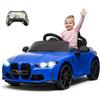 HAUSPROFI Auto elettrica per bambini, compatibile con BMW M4, 12 V con telecomando per genitori, sospensioni, fissaggio maniglia, auto per bambini a batteria con luci a LED, musica, avvio dolce, (blu reale)