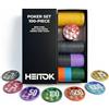 HEITOK Poker Set 100 Gettoni 11,5g Numerati Texas Holdem Valigetta Alu | 2-4 giocatori, valori leggibili 1/5/25/50/100/500/1000, design diamante Morandi, carte, dadi, bottone dealer, Blackjack
