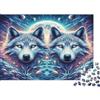 K5R8V1A4 Due Lupi Notte Stellata Puzzle 1000 Pezzi Carta per Adulti Foresta Fantastica Gioco di Puzzle 1000 Pezzi Relax Regalo Famiglia Decorazione 38x26cm/1000pcs