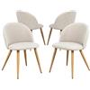 FurnitureR Set di 4 sedie da sala da pranzo sedie morbide sedie da cucina comfort in pile sedile per sala da pranzo soggiorno salotto salotto home beige