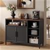 YITAHOME Comò credenza 108 cm, armadio in metallo | Credenza con doppia anta e scomparti aperti, per ufficio, corridoio, chiusura magnetica, regolabile in altezza, 75 kg