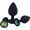 CUPIDO TOYS Plug Anale in Silicone con Diamane. Butt Plug Dilatatore Anale per Uomo/Donna con Pietra Brillante - Taglie progressive Piccolo S/Medio M/Grande L (Nero, L)