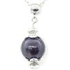 ThurColas Collana artigianale con pendente in vetro smaltato e perlato viola e ottone argentato, stile vintage, fabbricazione francese